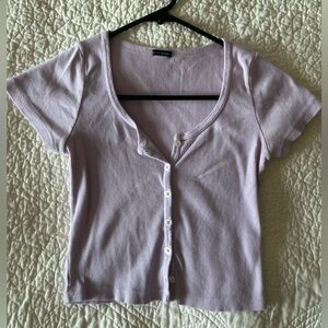 Brandy Melville Short Sleeve Henley Style Cropped Tee. No size